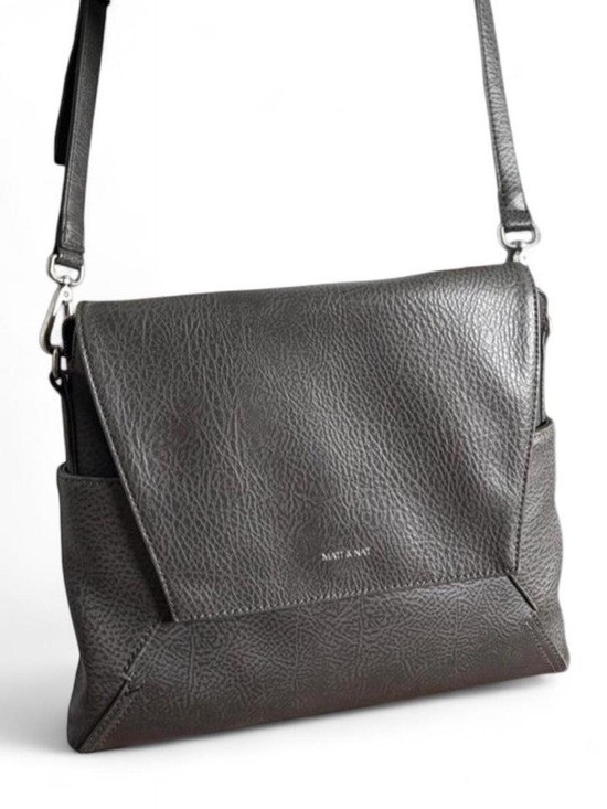 Matt & Nat Handbags - Matt & Nat Grey Crossbody Adjustable Leather Messenger Bag/Purse